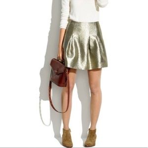 NWT Madewell Gold Shimmer Skirt